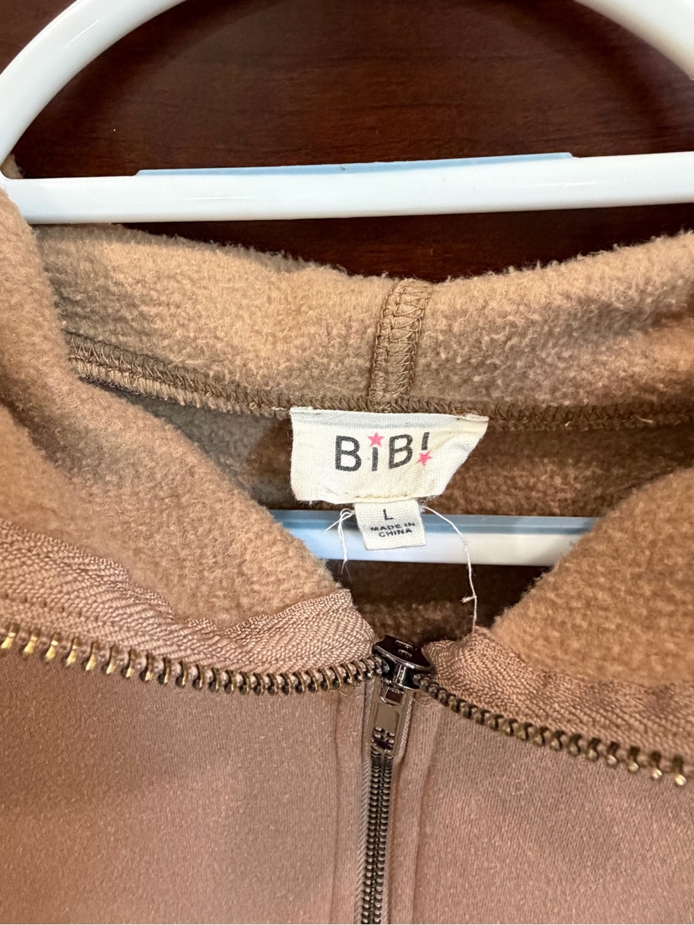 Zip-Neck Hoodie in taupe/Brown - Picture 5 of 5